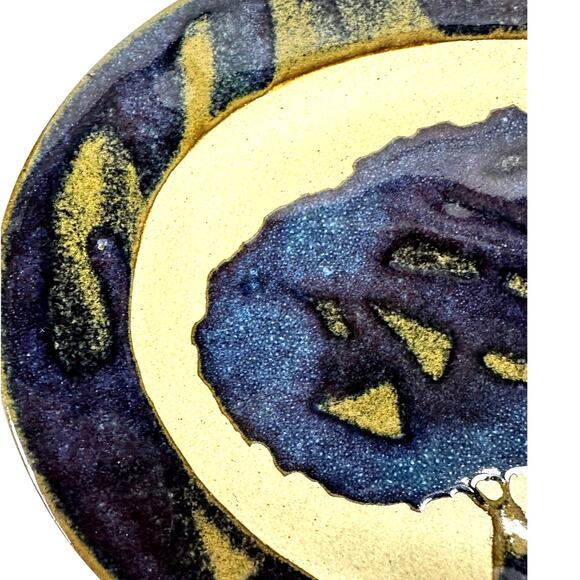 Labaire Pottery Blue Signed Tree of Life Oval 10.75" Serving Platter-Excellent! - Picture 3 of 8
